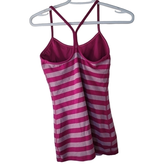 𝅺LULULEMON Power Y tank top pink and white strip - Picture 4 of 9